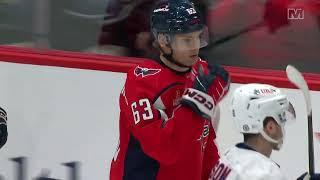 Ivan Miroshnichenko almost scored in his first NHL shift for Capitals vs Islanders (20 dec 2023)