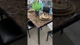 Tempe Faux Marble 5 Piece Dining Set By Home Elegance
