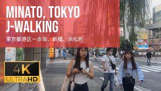 Minato Tokyo - Shinbashi, Akasaka, Hamamatsucho, Roppongi - JWalking 4k Walk 