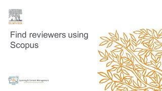 Find reviewers using Scopus