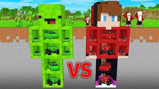 Mikey Family vs JJ Family BASE WITH CARS Battle in Minecraft (Maizen)