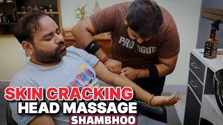 ASMR Skin Cracking Head Massage With Neck Crack By Shambhoo Barber  #indianbarber #sensoryoverload