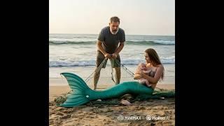 Mermaid Meets Her Lover by the Seaside: A Magical Encounter! #Mermaid #LoveStory #SeasideRomance