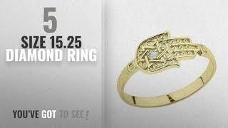 10 Best Size 15.25 Diamond Ring: Unique 14k Yellow Gold Diamond Hamsa Hand Star of David Ring (Size