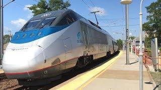 Northeast Regional And Acela Express Speeding Past Mystic CT