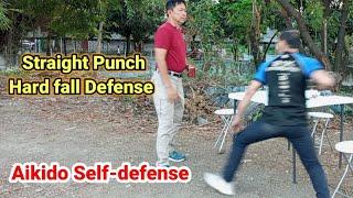 Straight Punch Hard Fall Defense - Aikido Self-defense #aikido #selfdefense