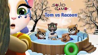 My Talking Angela 2  Squid Game Pool Battle Racoon vs Tom Friends 