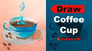  how to draw coffee cup, how to draw a cup of coffee