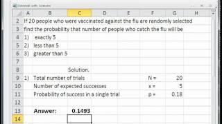 Solve Binomial Distributions Problems with Excel