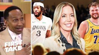 FIRST TAKE | Stephen A. STRONG REACT Jeanie Buss Criticizes AD's attitude one month after Luka trade