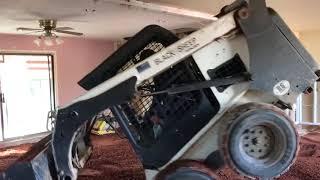 Skid-Steer NINJA! On 2 wheels INSIDE A HOUSE - spreading AB