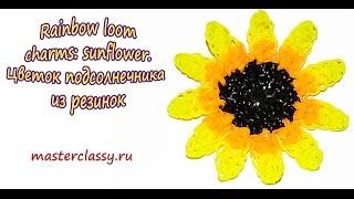 Rainbow loom charms: sunflower. Цветок подсолнечника из резинок Rainbow Loom