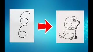 draw a picture of a puppy from the numbers in pencil/qalamda raqamlardan kuchukcha rasmini chizish