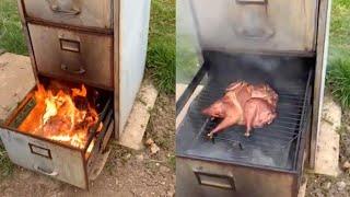 Couple Create A Smoker Using An Old Filing Cabinet