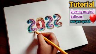 drawing foil balloons/how to draw foil balloons/Tutorial/new year special/foil balloons 2022