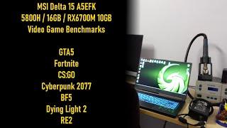 MSI Delta 15 A5EFK 5800H / RX6700M Video Game Benchmarks