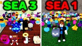 100 Fruit Rolls in 3rd Sea vs 1st Sea Blox Fruits