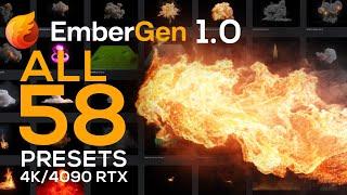 EmberGen 1.0 ALL 58 Presets Showcase in 4K on 4090 RTX (Real-Time FX Simulations)