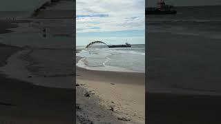 Cyclone destroys beaches - Sand Pumping Boat at Gold Coast Beach Restoration