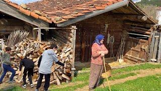 Hard Life of a Big Family in a Mountain Village. Village Life in Turkey.