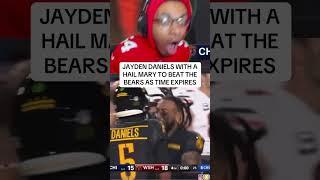 JAYDEN DANIELS WITH A HAIL MARY TO BEAT THE BEARS AS TIME EXPIRES