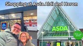 Shopping at Asda Aldi and Heron