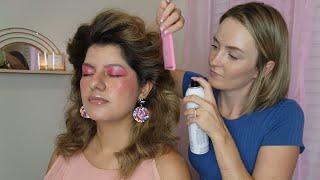 ASMR Perfectionist Voluminous 80's Wavy Hairstyle with Earrings & Make Up Application: Final Touches