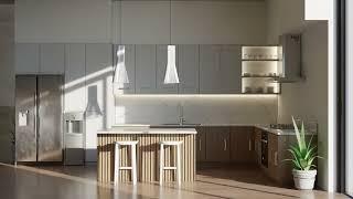 Modular kitchen interior | 3D visualization | Blender