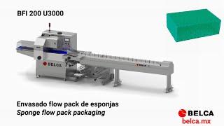 Envasado flow-pack de esponjas en BFI 200 U3000