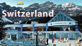 Leukerbad Therme driving tour Thermal Spa Switzerland. Outdoor Travel