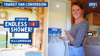 Endless Hot Shower in a Campervan - It Works! (Recirculating Upgrade) | Transit Van Conversion E51