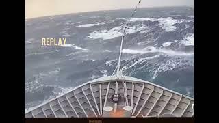  "Crashing Waves: Norwegian Cruise Ship MS MAUD Battles a Rogue Onslaught at Sea" 