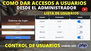 Como dar Accesos y Permisos desde el Administrador(Control de Usuarios) con PHP y MySQL(Login Roles)