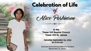 Celebration of life for Alice Parkinson