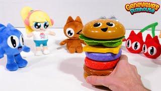 Let's make a Hamburger! Toy Learning Video for Kids with Genevieve's Toy Plushies!