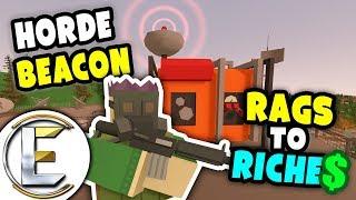 Industrial Horde Beacon | Unturned Rags to Riches #11 - Drop's 40 EPIC items! 500 Zombies (Roleplay)