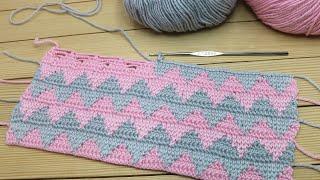 Красивый двухцветный УЗОР КРЮЧКОМ мастер-класс ВЯЗАНИЕ CROCHET patterns 2 colors