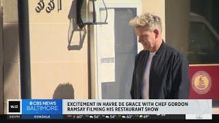 Celebrity chef Gordon Ramsay filming show at Maryland restaurant