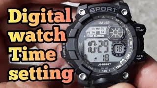 how to setting time date on digital watch | digital watch time adjust