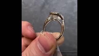 5ct Bezel Setting Emerald Cut White Sapphire Three-stone Engagement Ring