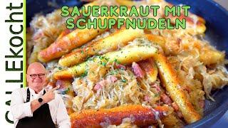 Schupfnudeln mit Speck- Sauerkraut. Deftig und lecker! Herbst - Rezept