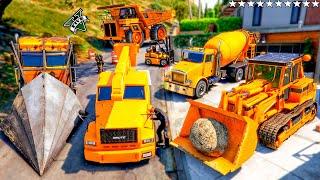 GTA 5 - Stealing TOP CONSTRUCTION Vehicles with Franklin! (Real Life Vehicles #44)