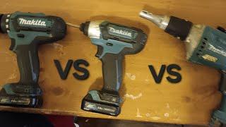drill vs. impact driver vs. drywall screwgun #powertools #drill #impactdriver #drywall