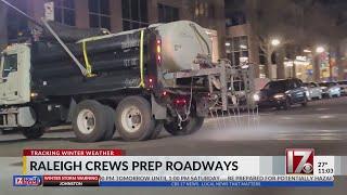 Raleigh roads brined ahead of winter storm