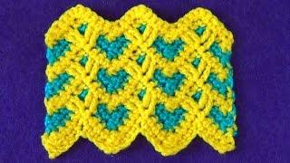 Bicolor zigzag with hearts, crochet pattern