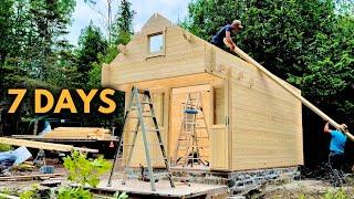 Building a Forest Cabin in 7 Days on Handcrafted Stone Foundation | Full Off-Grid Build