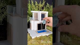 Building a mini pool villa with tiny bricks and concrete 🪚