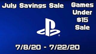 PS Store Sales 7/8/20 - 7/22/20 July Savings Sale & Games Under $15 Sale