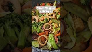 mixed veggies in oyster sauce with squid