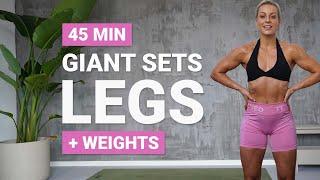 45 MIN LOWER BODY GIANT SETS WORKOUT | Dumbbell Leg Strength | Quads | Inner Thighs | Glutes |  Core